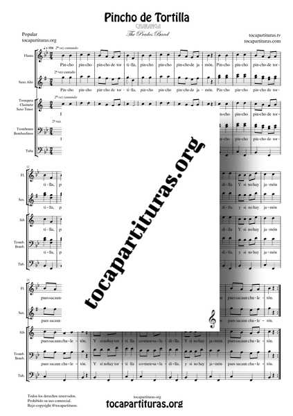 Pincho de Tortilla Partitura PDF de GUION para Charanga en Si bemol Popular Anónimo Nivel Inicial Solista