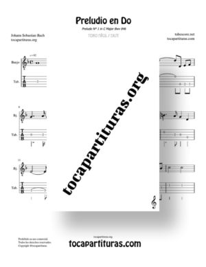 Preludio en Do Bwv 846 de Bach Partitura Tablatura de Banjo