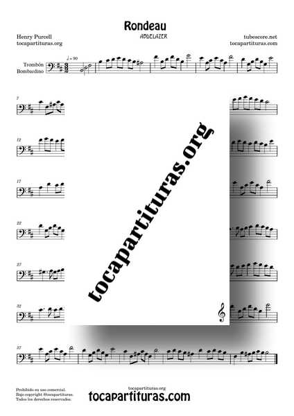 Rondeau Abdelazer Purcell Partitura de Trombón y Bombardino en Sim