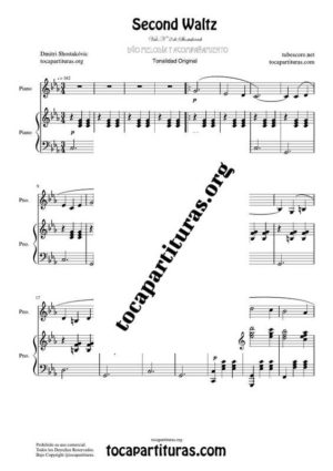 Waltz Nº 2 de Shostakóvich Partitura de Piano (Melodía + Piano Acompañamiento)