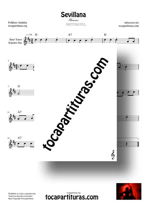 Sevillana Partitura Fácil de Saxofón Tenor y Soprano Sax (Flamenco Folklore Andaluz)_000001