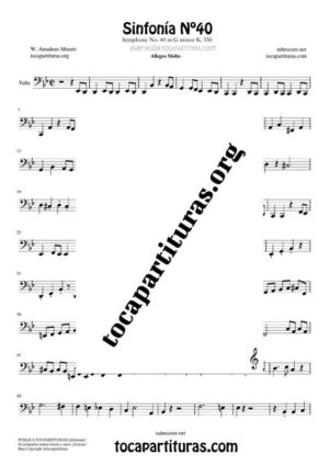 Sinfonía n.º 40 (Mozart) Partitura de Tuba / Contrabajo (Contrabass)