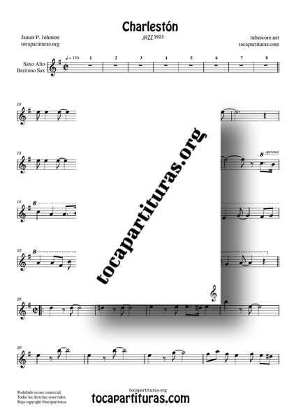 The Charleston Partitura PDF MIDI KARAOKE de Saxofón Alto y Barítono Sax Tonalidad Original 01