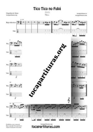 Tico Tico No Fuba Partitura y Tablatura PDF de Bajo Eléctrico Punteo en La menor y La Mayor