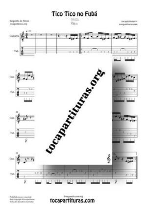 Tico Tico No Fuba Partitura y Tablatura PDF de Guitarra Punteo en La menor y La Mayor