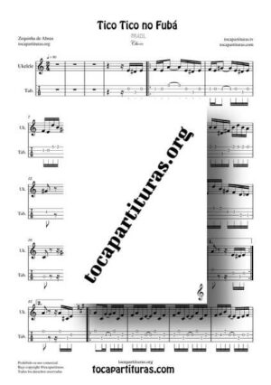 Tico Tico No Fuba Partitura y Tablatura PDF de Ukelele Punteo en La menor y La Mayor
