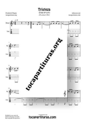 Tristeza Op 10 Nº 3 F. Chopin Partitura y Tablatura de Banjo