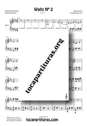 Waltz nº 2 de Shostakóvich Partitura de Piano Solo